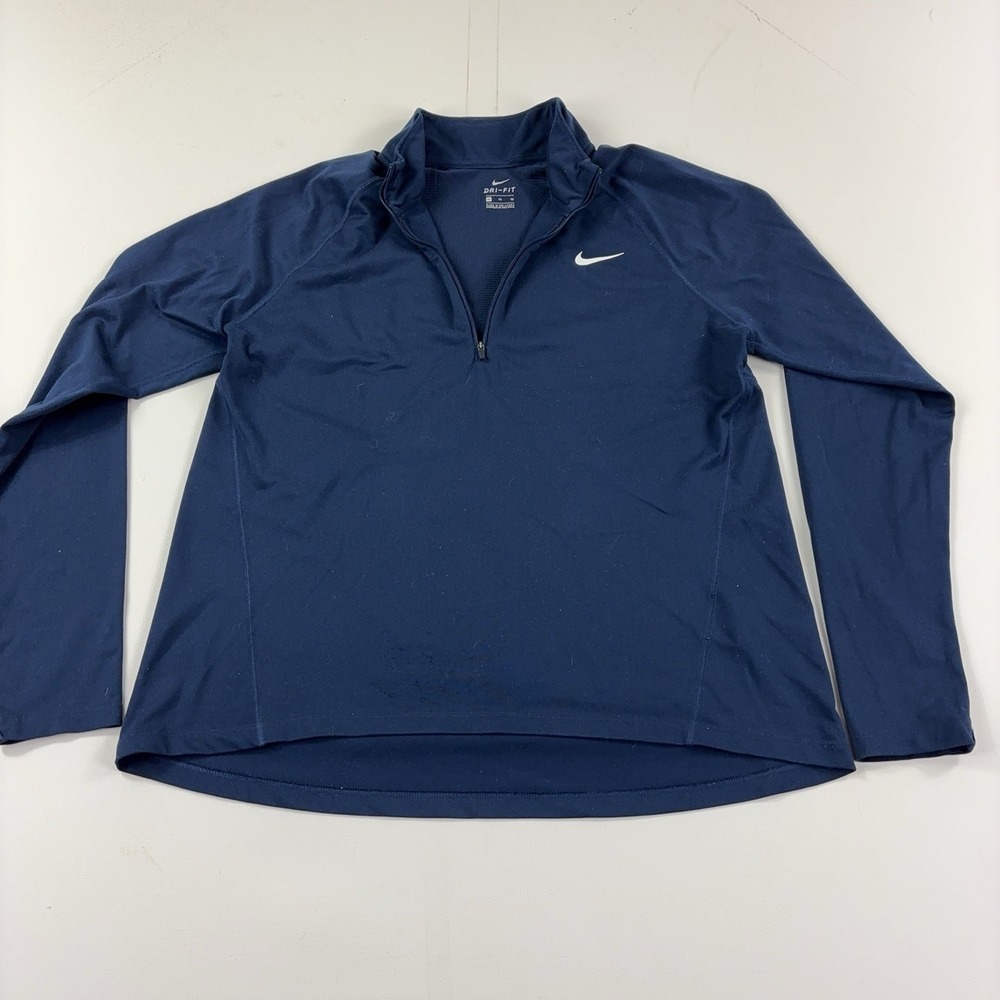 Nike Dri-FIT Shirt Womens XL Blue 1/4 Zip Long Sleeve Pullover Running Top